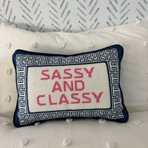 Sassy and Classy Embroidered Needlepoint Pillow